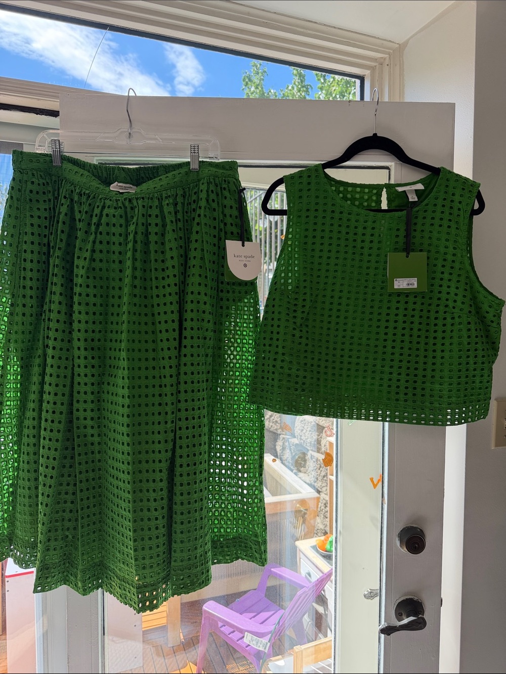 kate spade Bright Green Eyelet Skirt Set